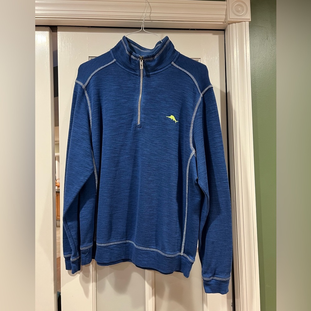Tommy Bahama Men's Blue Quarter-Zip Sweater